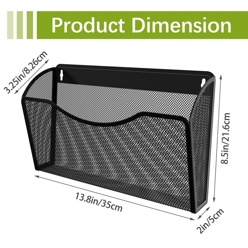 EasyPAG Single Pocket Wall File Organizer, Mesh Hanging File Folder Organizer for Letter/A4 Size Folders Wall Mounted Vertical Mail Holder for Paperwork, Office, Home, School, Black - Image 4